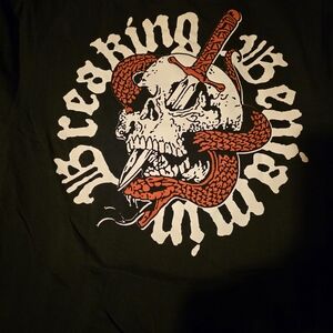 Black Graphic Tee with Skull and Snake Design